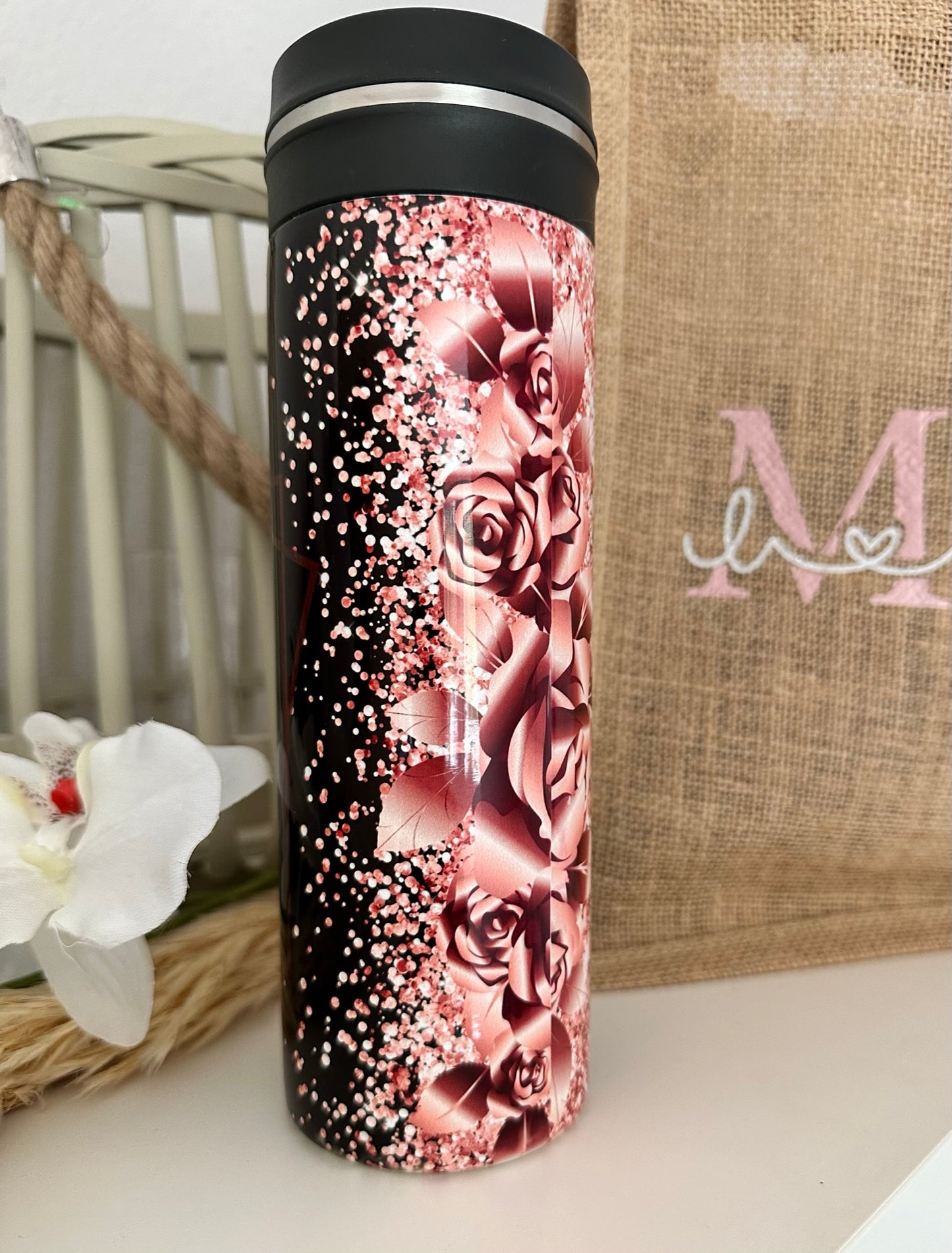 Edelstahl Thermosflasche Mama black