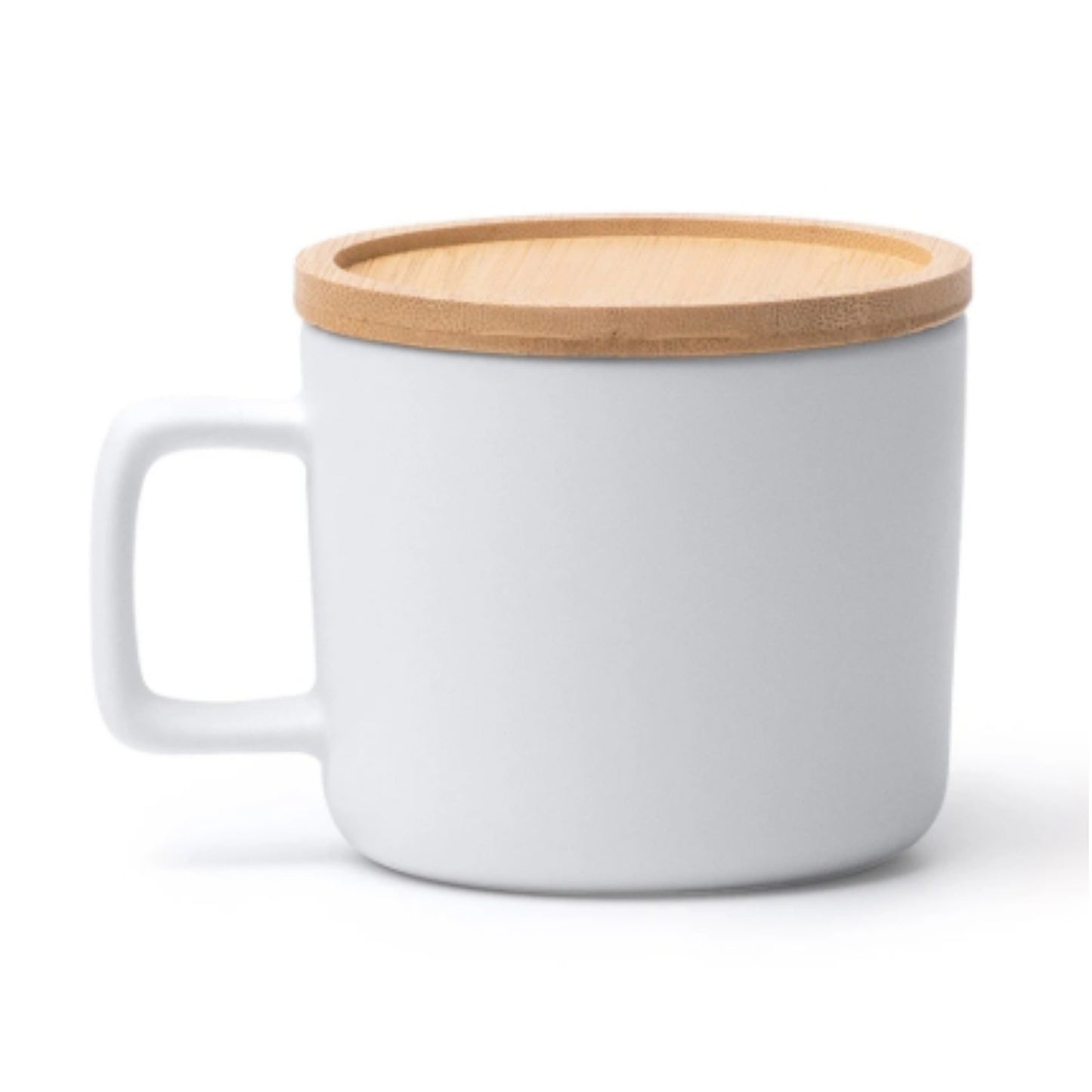 Matte Sublimationstasse MOLOK mit Bambusdeckel, weiß
