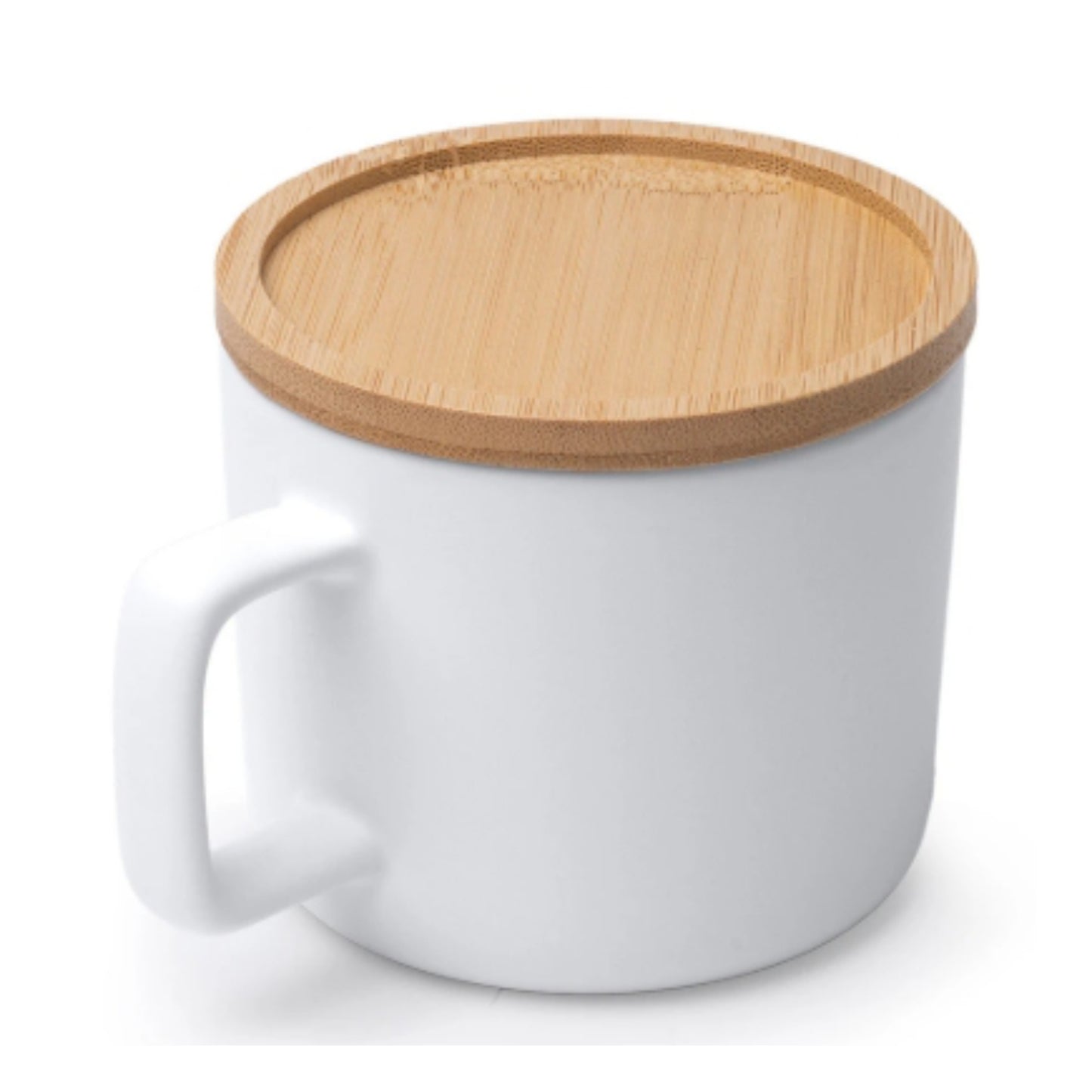 Matte Sublimationstasse MOLOK mit Bambusdeckel, weiß