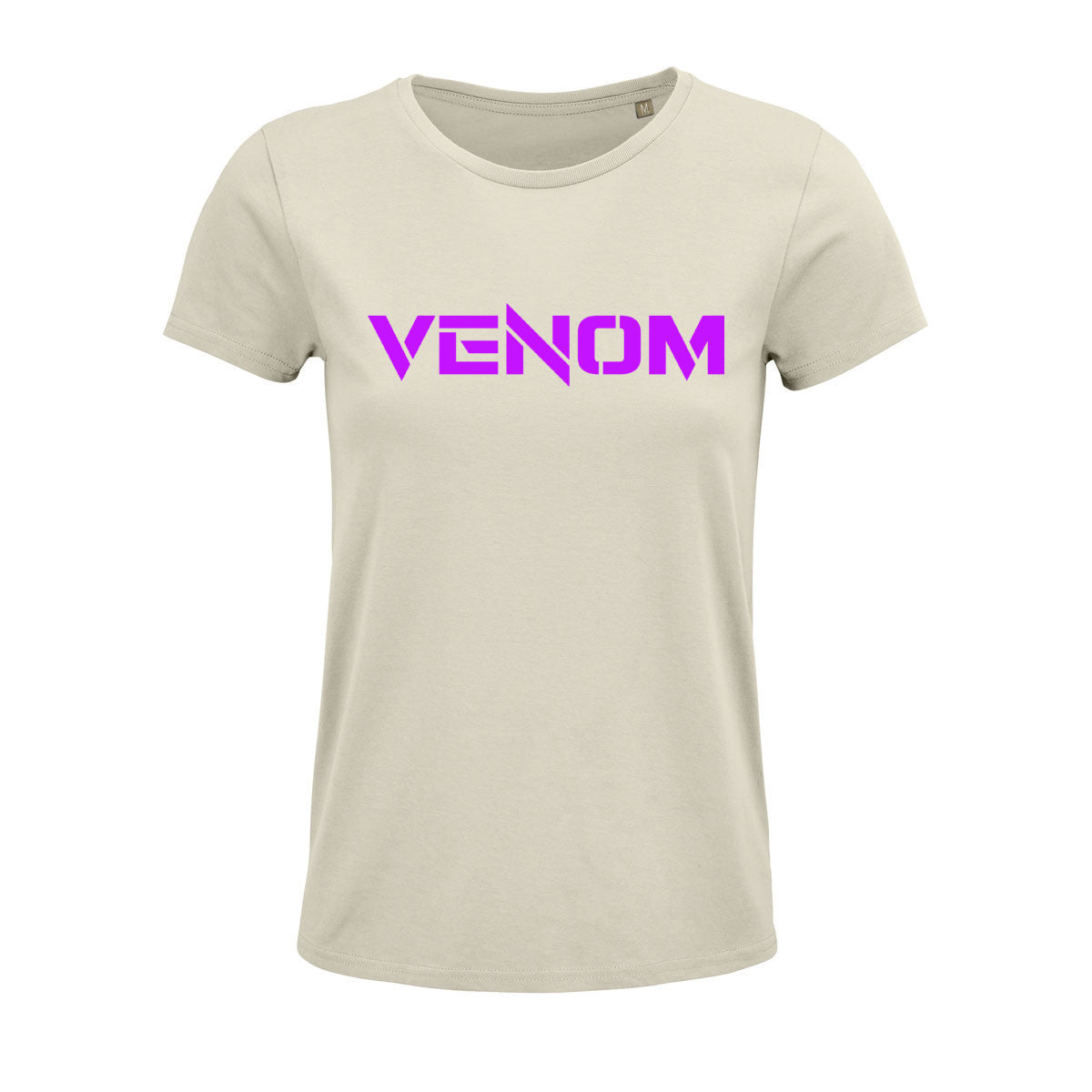 Venom Lady-Shirt creme lilaner Schriftzug