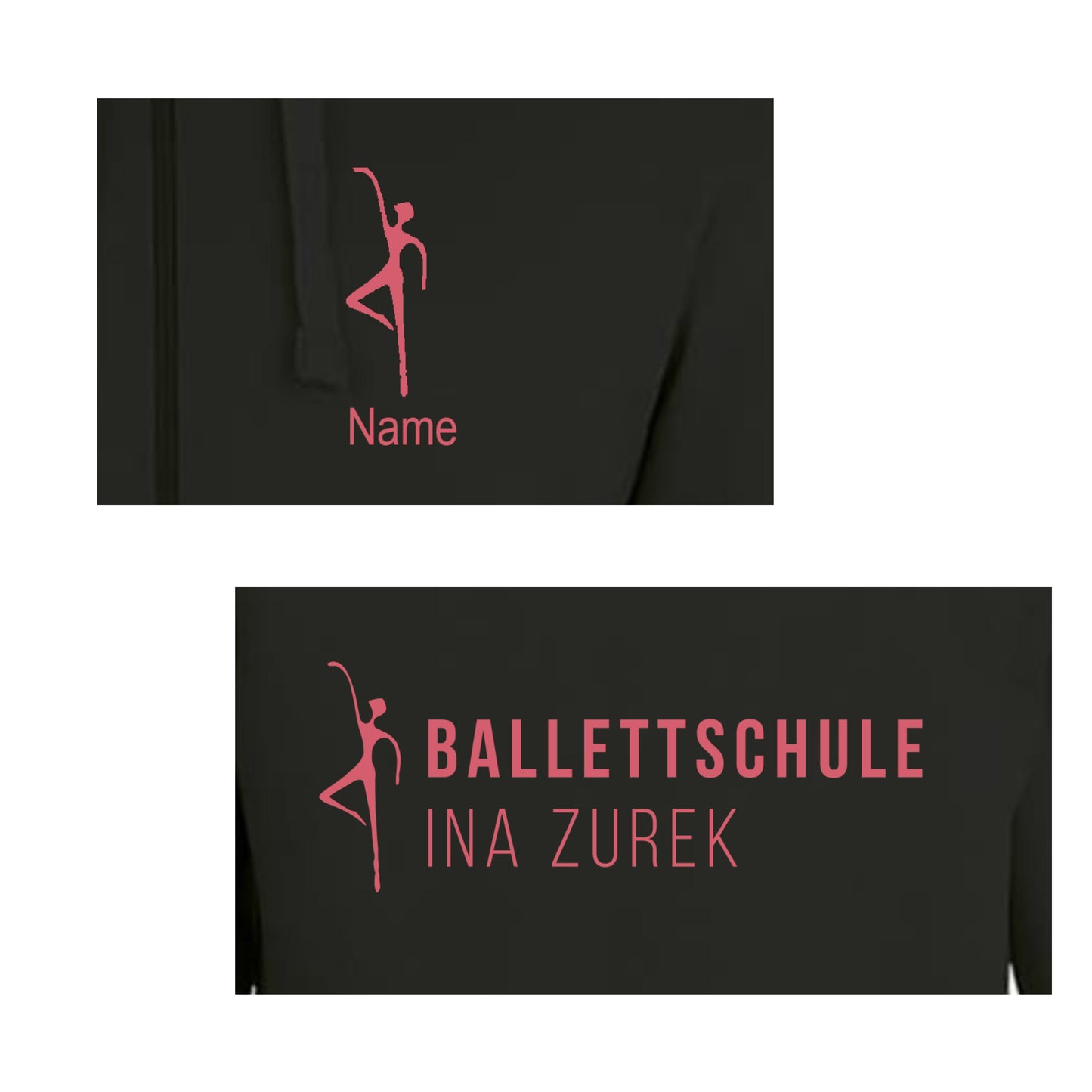 Sweatshirt-Jacke  "Ballettschule" schwarz mit rosanem Druck