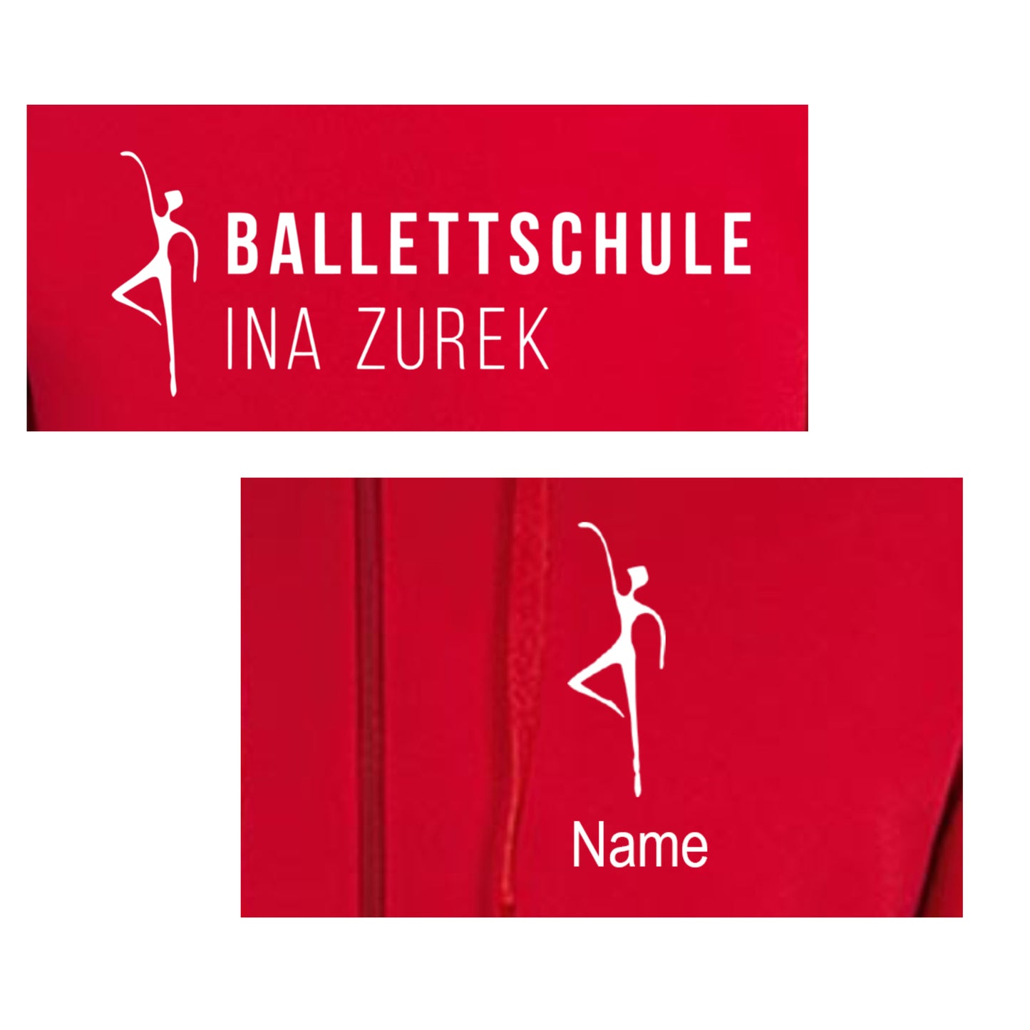 Sweatshirt-Jacke Kids "Ballettschule" rot mit weißem Druck