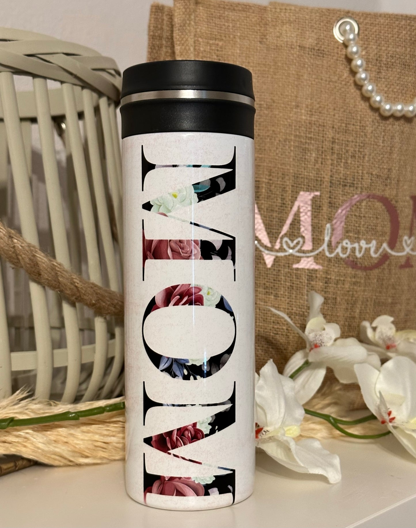 Edelstahl Thermosflasche Mom floral